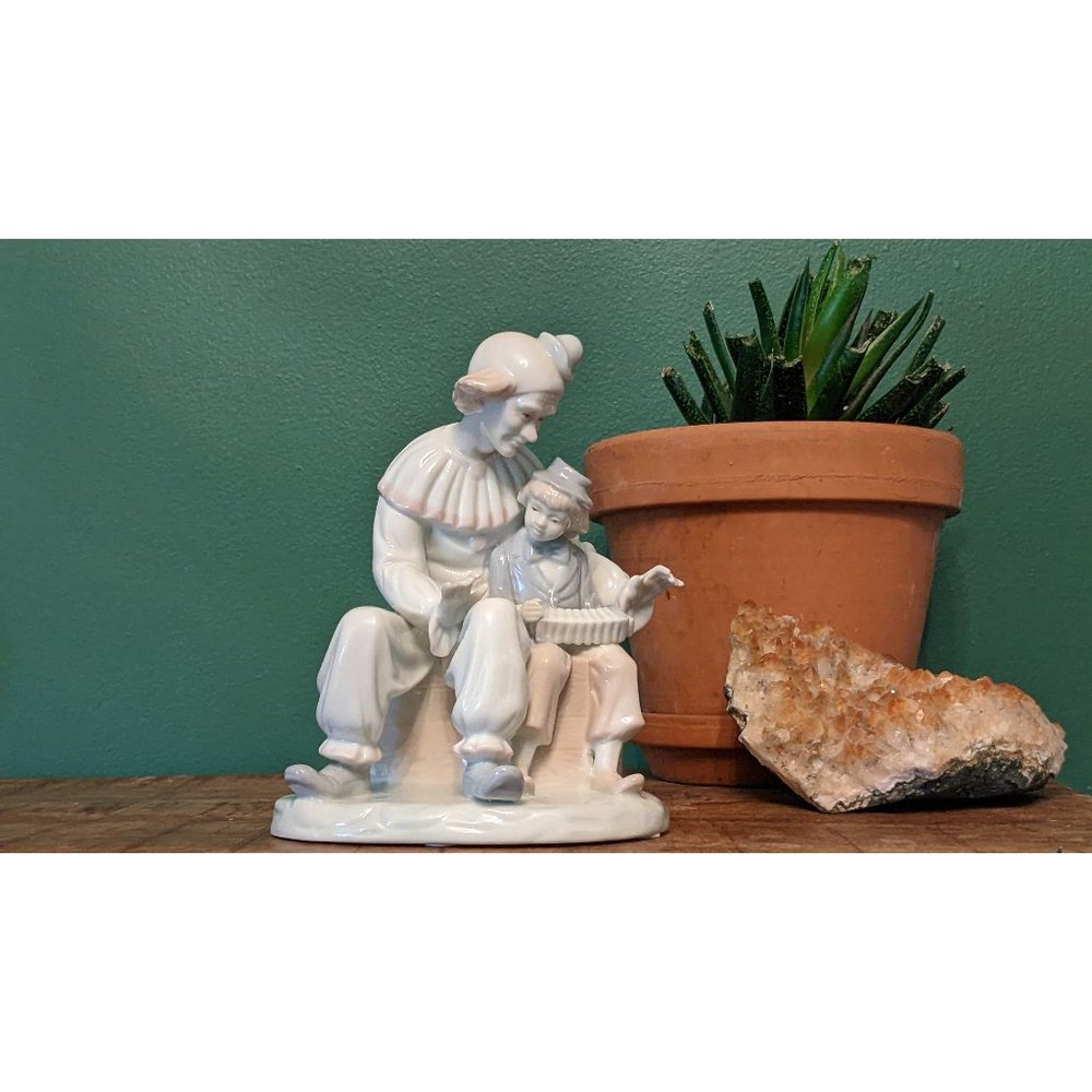Vintage 1985 Arnart Figurine - Clown Teaching Boy Accordion